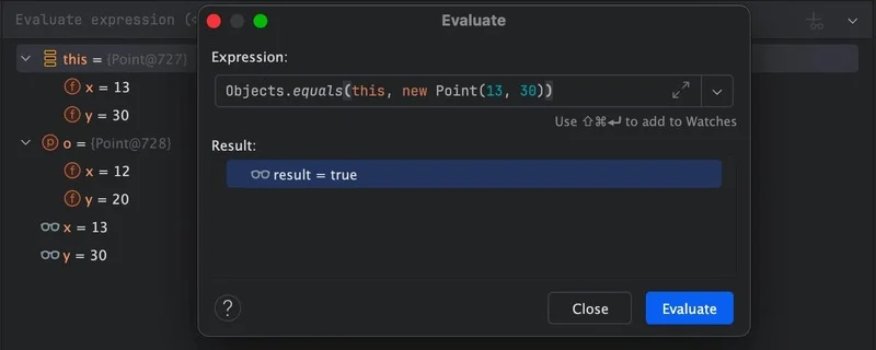 Evaluate expression in debugger in Intellij